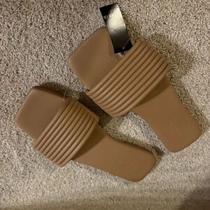 Tan slide sandals